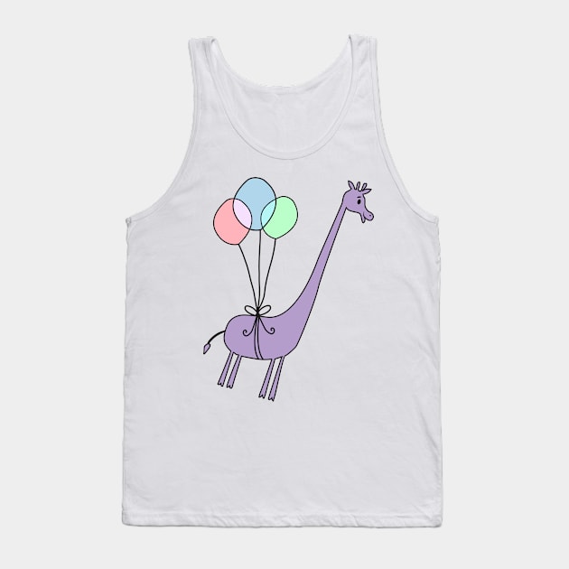 Cute Funny Giraffe Balloons Floating Away Tank Top by MintedFresh